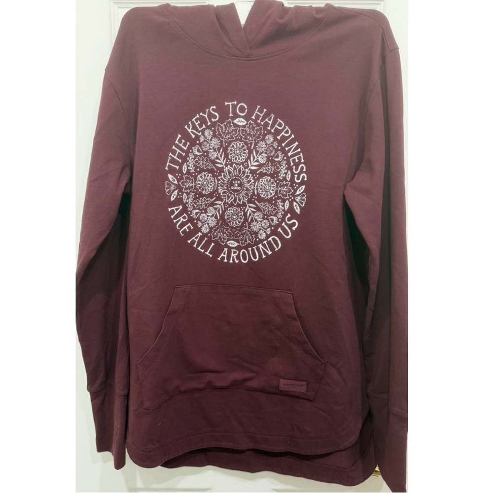 Life Is Good Maroon Hoodie with White Print